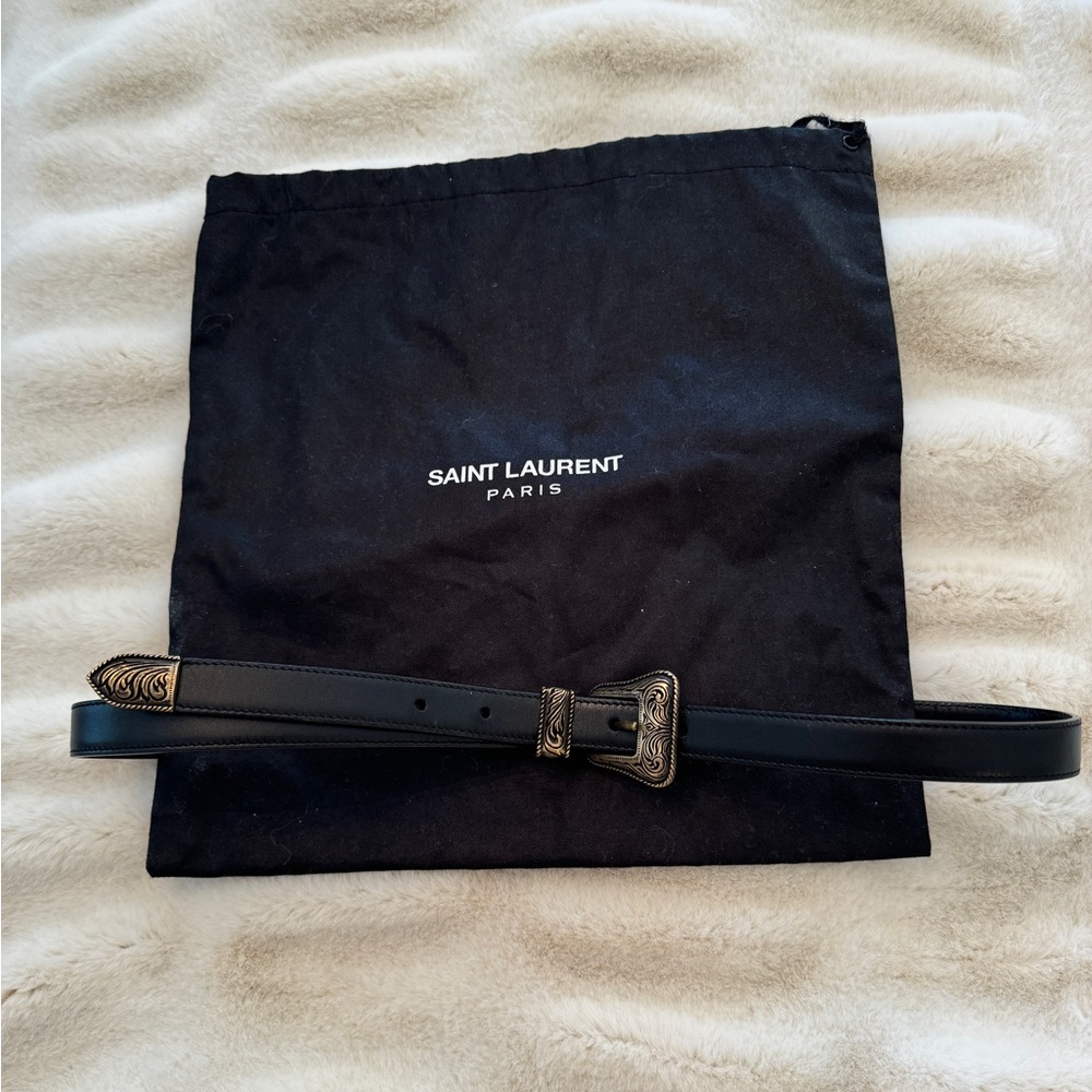 SAINT LAURENT 20MM WESTERN STYLE LEATHER BELT